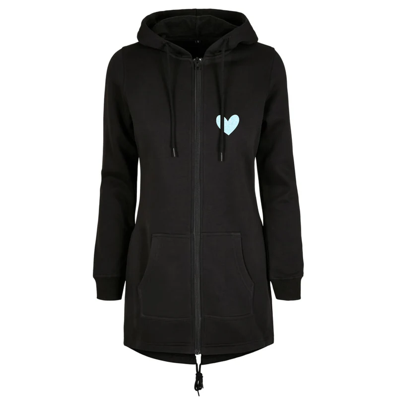 ZIP Parka Schwarz - Peaceful Heart - Glitter Weiss/Hellblau
