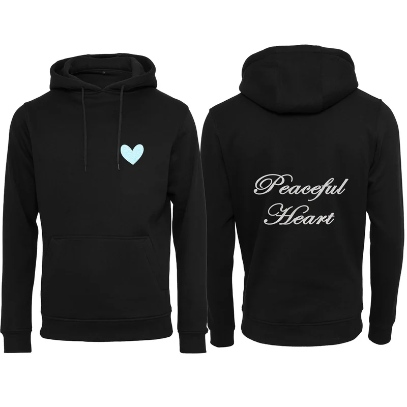 Hoodie - Peaceful Heart - Glitter Weiss/Hellblau
