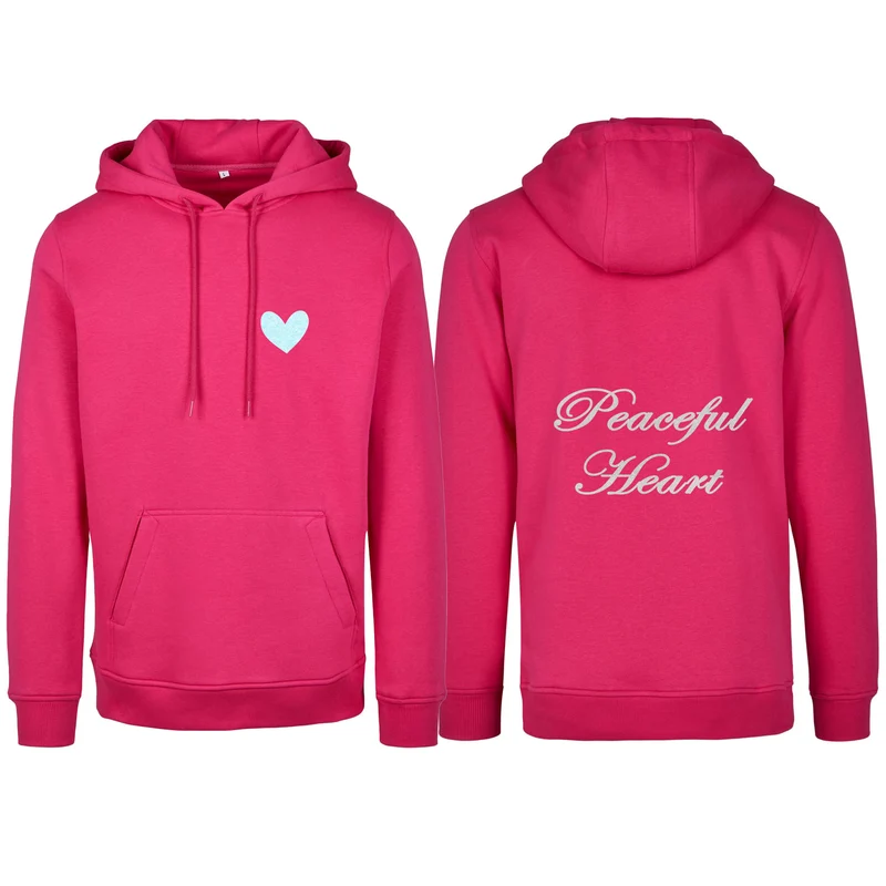 Hoodie - Peaceful Heart - Glitter Weiss/Hellblau