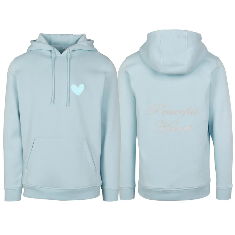 Hoodie - Peaceful Heart - Glitter Weiss/Hellblau