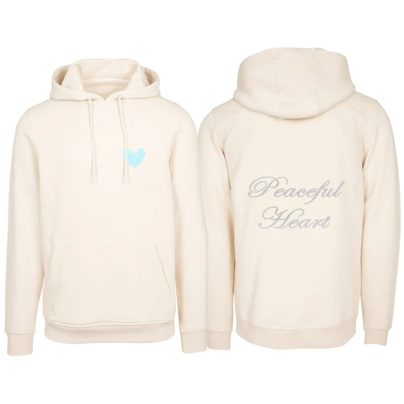 Hoodie - Peaceful Heart - Glitter Weiss/Hellblau
