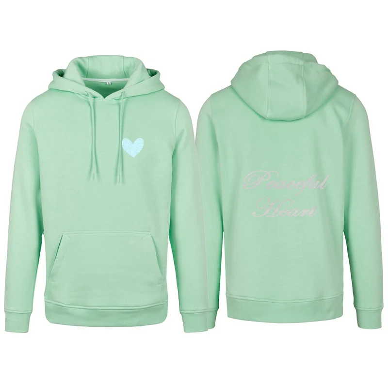 Hoodie - Peaceful Heart - Glitter Weiss/Hellblau