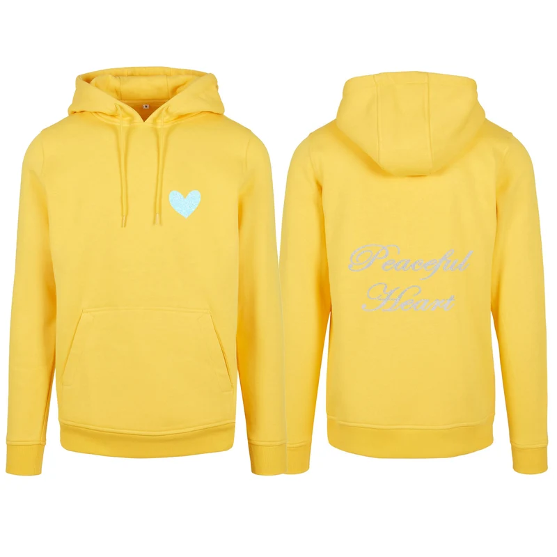 Hoodie - Peaceful Heart - Glitter Weiss/Hellblau
