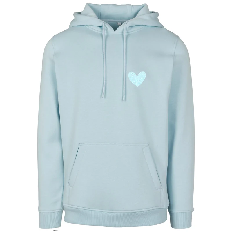 Hoodie - Peaceful Heart - Glitter Weiss/Hellblau