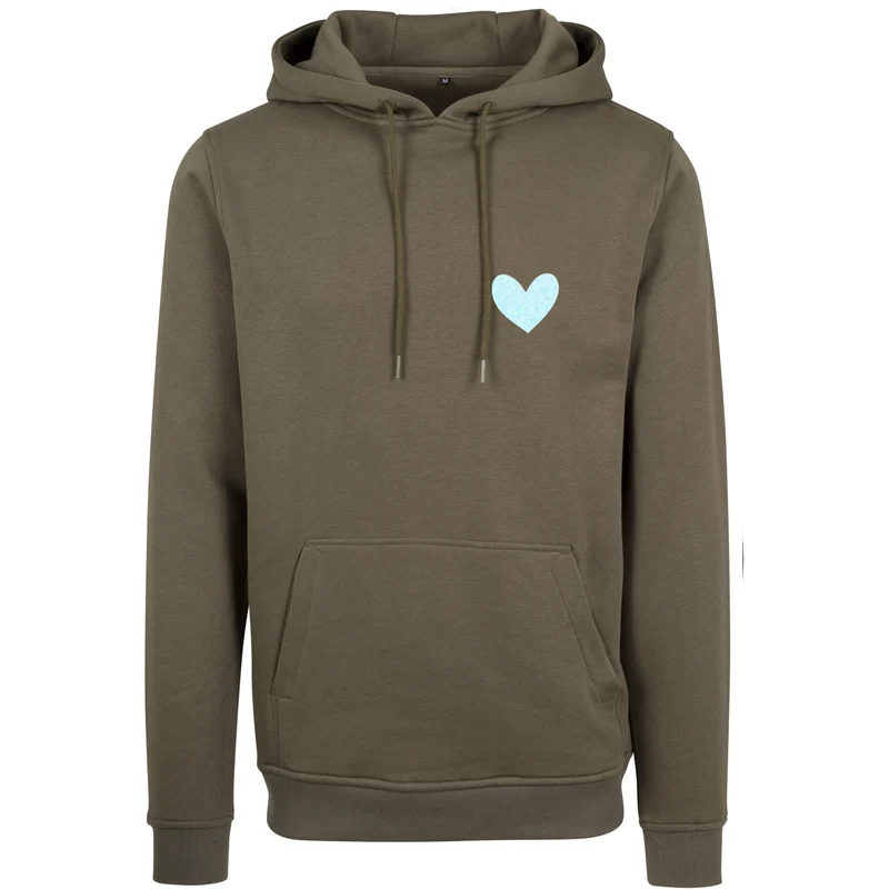 Hoodie - Peaceful Heart - Glitter Weiss/Hellblau