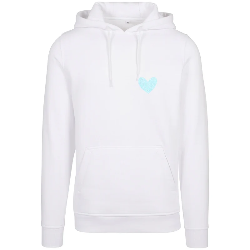 Hoodie - Peaceful Heart - Glitter Weiss/Hellblau