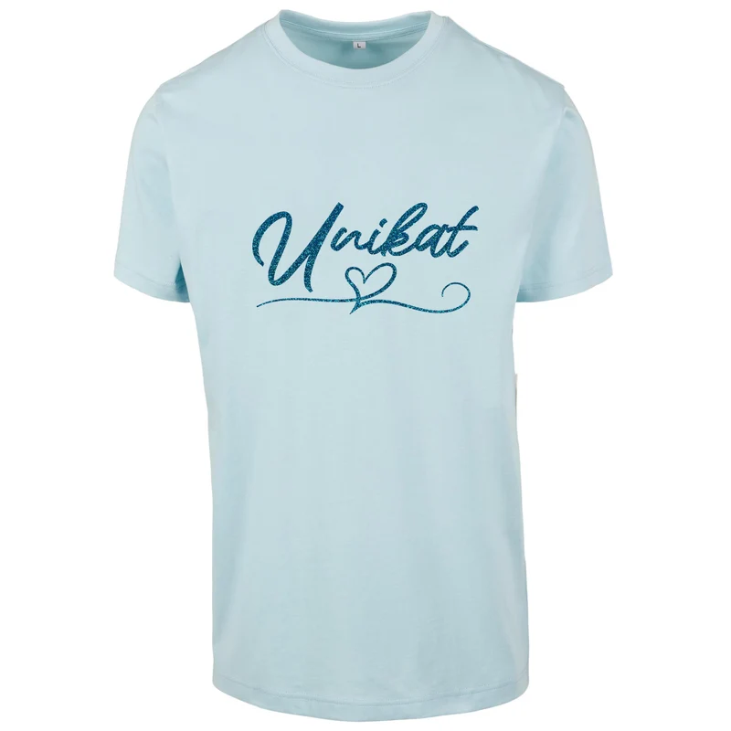 T-Shirt - Unikat - Druck Blau Glitter