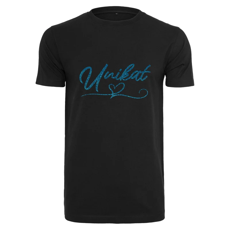 T-Shirt - Unikat - Druck Blau Glitter