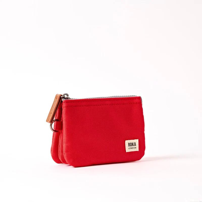 ROKA Carnaby Kleine, scharlachrote Handtasche aus recyceltem Nylon-Ripstop