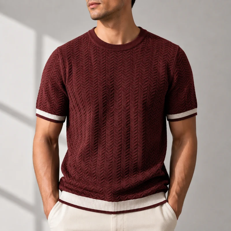 Reagan – Strukturierter Pullover mit Kurzen Ärmeln Aus Strick