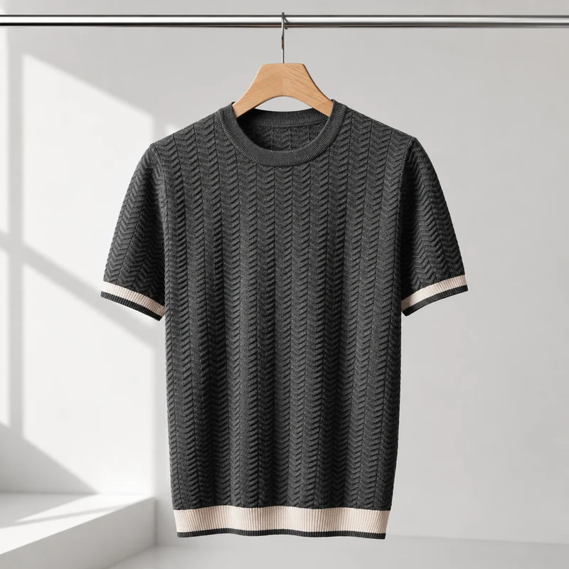 Reagan – Strukturierter Pullover mit Kurzen Ärmeln Aus Strick