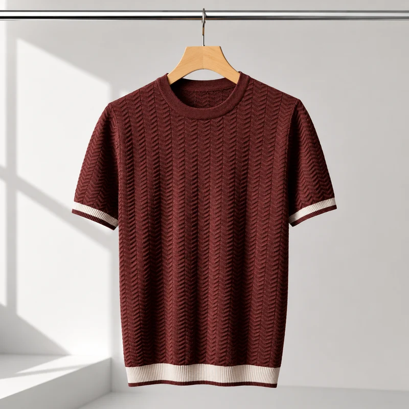 Reagan – Strukturierter Pullover mit Kurzen Ärmeln Aus Strick
