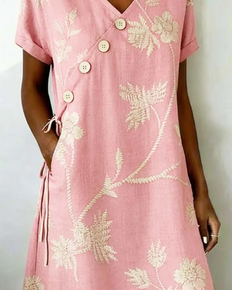 Celmira - Mini Kleid MIT Diagonalem Knopfmuster