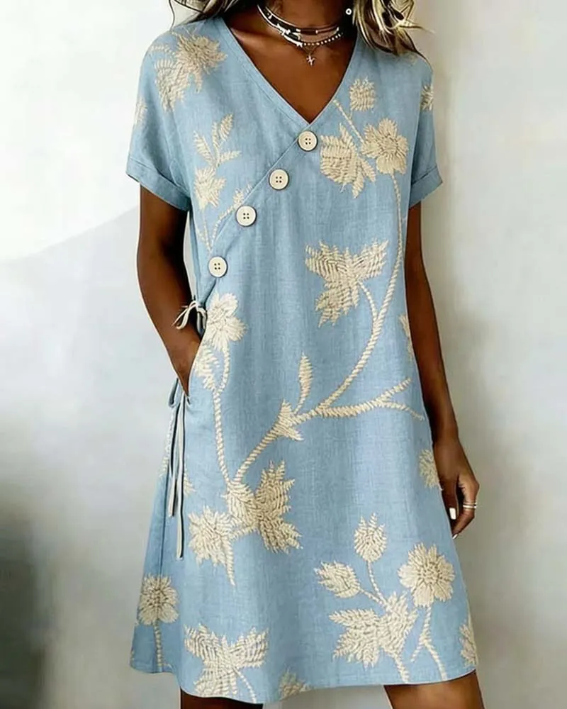 Celmira - Mini Kleid MIT Diagonalem Knopfmuster