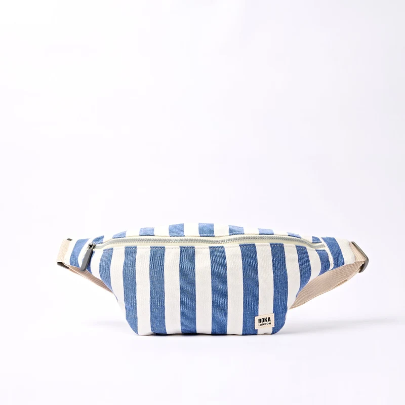 ROKA Mill Hill Umhängetasche aus Baumwoll-Canvas | Denim-Streifen