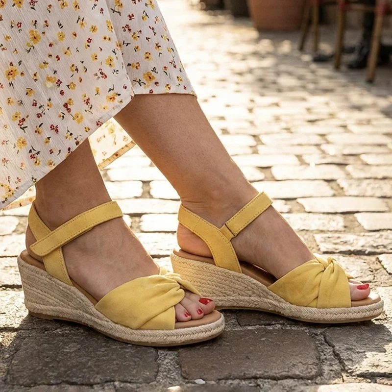 Gabor Leather Wedge Heel Espadrilles - GABC43524 / 330 463 - Yellow