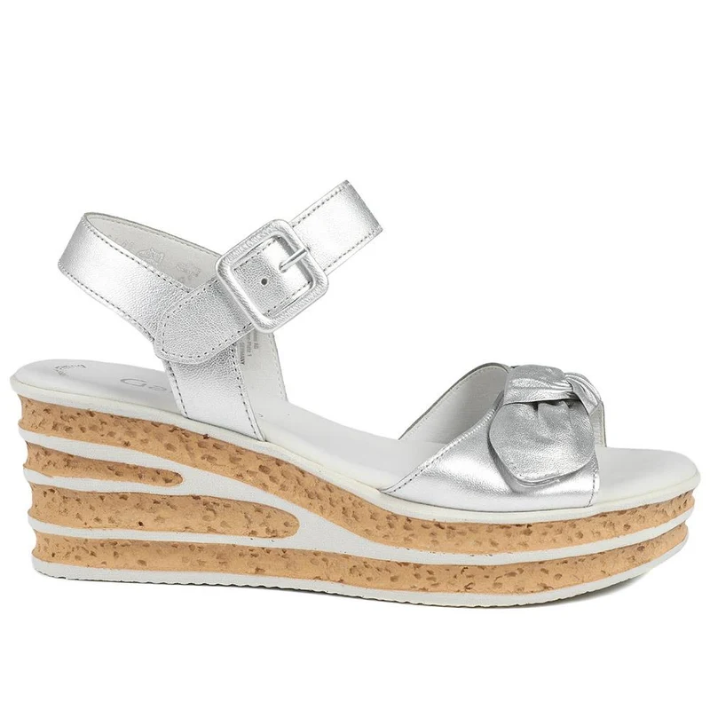 Gabor Leather Wedge Sandals - GAB43009 / 328 672 - Silver