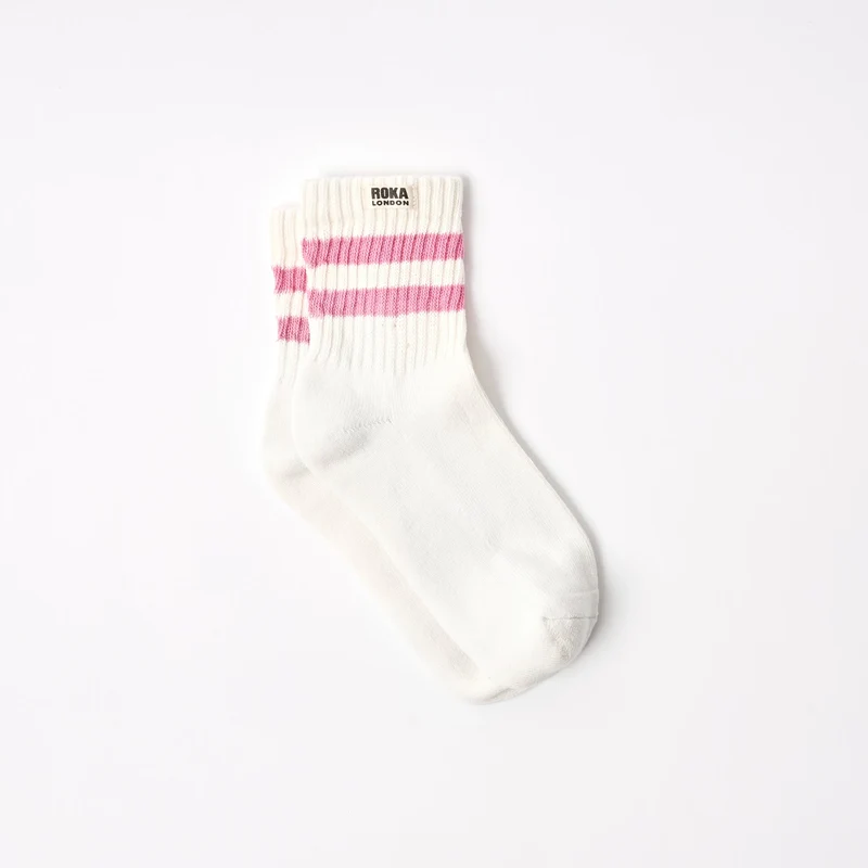 ROKA Windsor-Streifen-Socken aus Bio-Baumwolle | Rosa Nelke