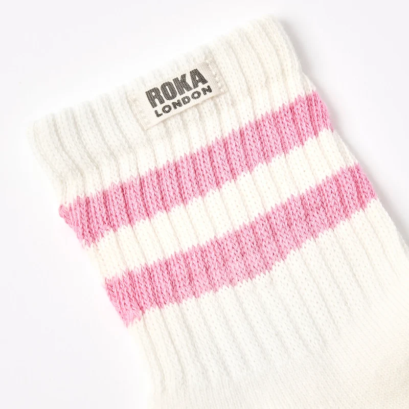 ROKA Windsor-Streifen-Socken aus Bio-Baumwolle | Rosa Nelke