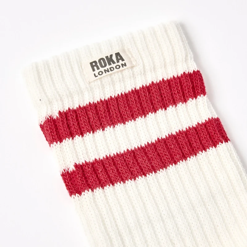 ROKA Windsor-Streifen-Socken aus Bio-Baumwolle | Cranberry