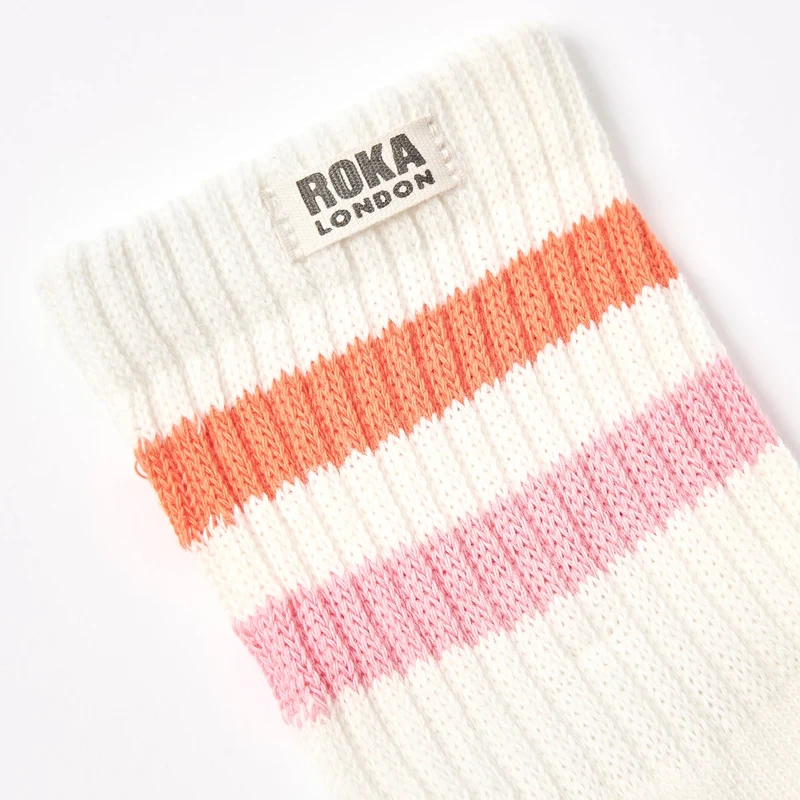 ROKA Windsor-Streifen-Socken aus Bio-Baumwolle | Mandarin/Rosa