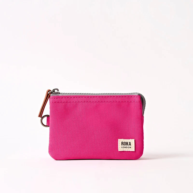 ROKA Carnaby Kleine Handtasche aus recyceltem Canvas in Granita-Rot