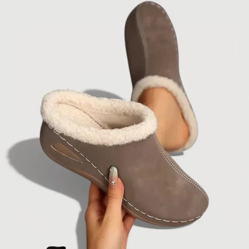 Achly – Plüsch Jeans Plateau Hausschuhe