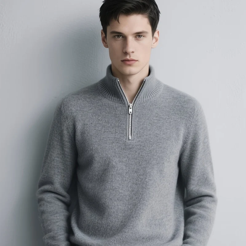 Sumuel – Strickpullover Mit Reißverschluss Und Geripptem Kragen