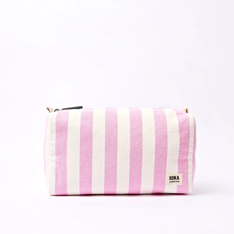 ROKA Mayfair Waschtasche aus Baumwoll-Canvas | Sherbet-Streifen