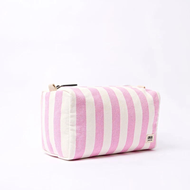 ROKA Mayfair Waschtasche aus Baumwoll-Canvas | Sherbet-Streifen