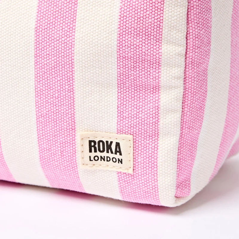ROKA Mayfair Waschtasche aus Baumwoll-Canvas | Sherbet-Streifen