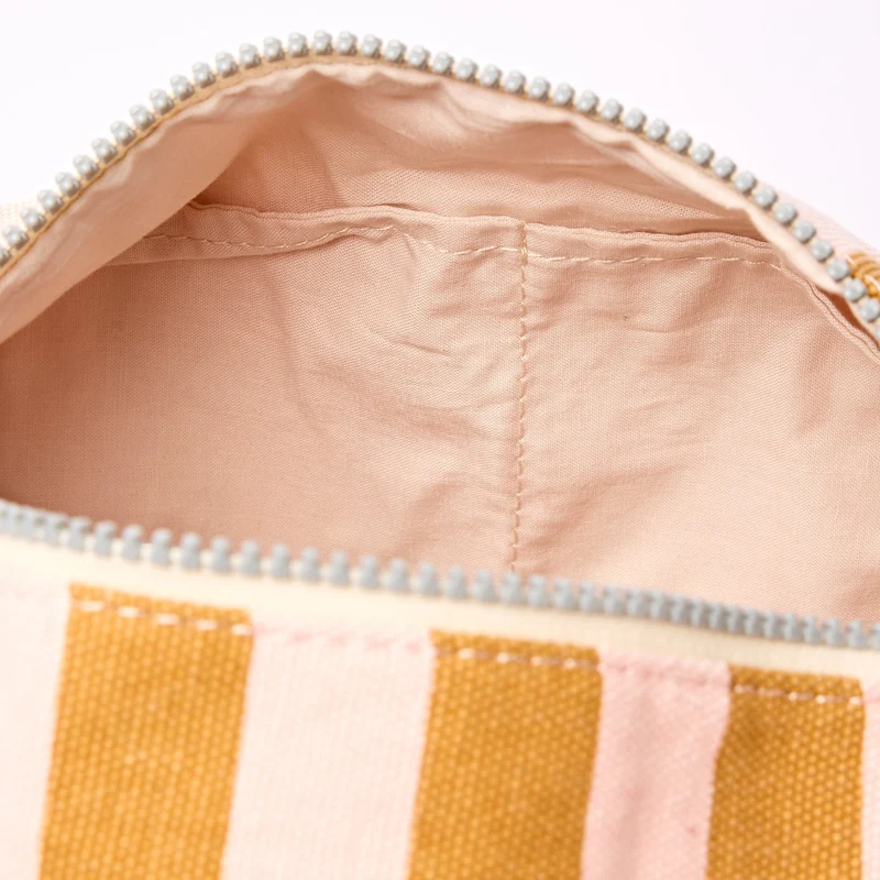 ROKA Mayfair Waschtasche aus Baumwoll-Canvas | Roségoldener Streifen