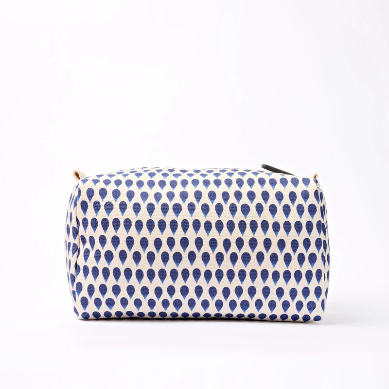 ROKA Mayfair Waschtasche aus Baumwoll-Canvas | Denim Rain Indigo