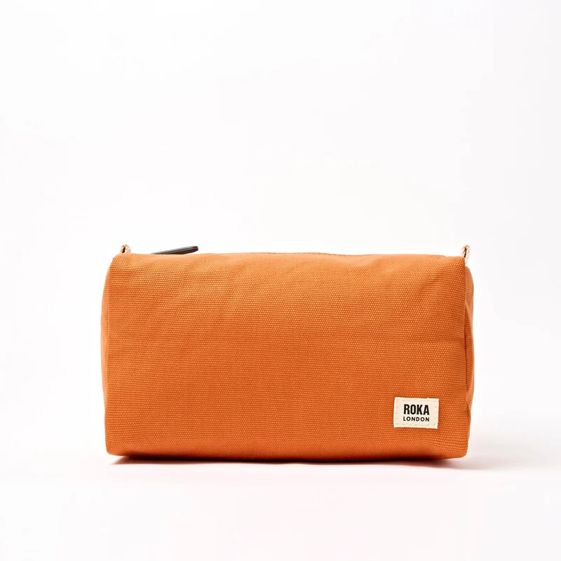 ROKA Mayfair Waschtasche aus Baumwoll-Canvas | Gebranntes Orange
