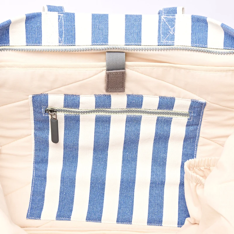 ROKA Große Marylebone-Tragetasche aus Baumwoll-Canvas | Denim-Streifen