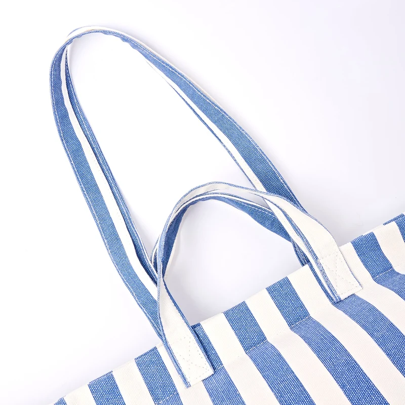 ROKA Große Marylebone-Tragetasche aus Baumwoll-Canvas | Denim-Streifen