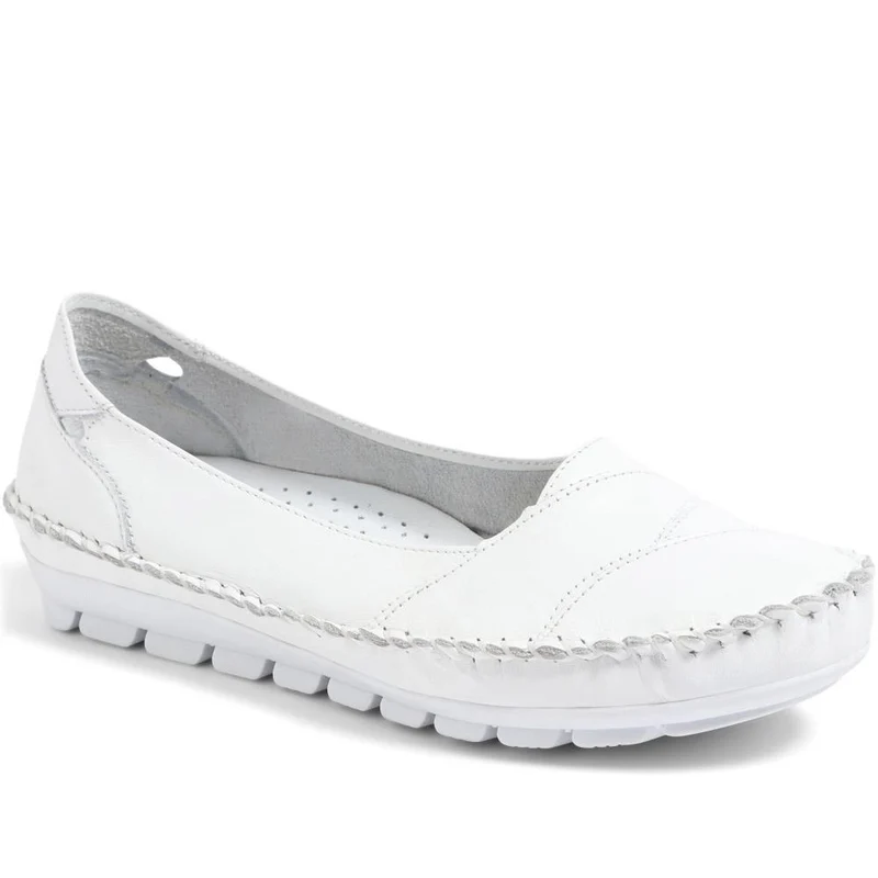 Leather Slip-On Shoes - SIMIN37001 / 323 260 - White