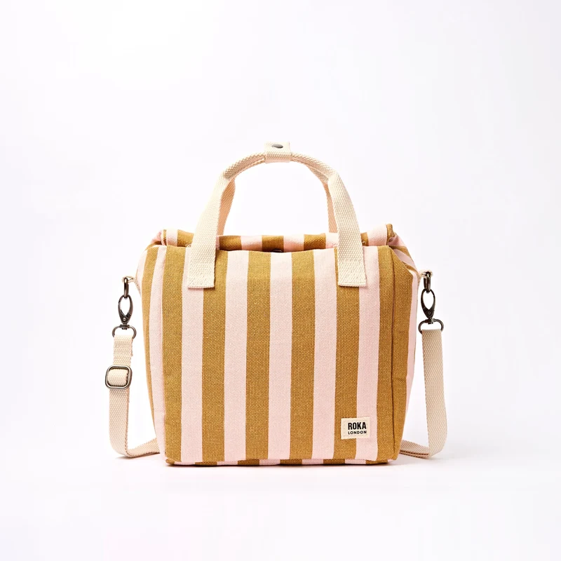 ROKA Hampstead Canvas-Lunchtasche | Roségoldene Streifen