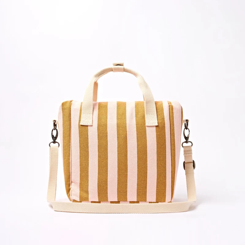 ROKA Hampstead Canvas-Lunchtasche | Roségoldene Streifen
