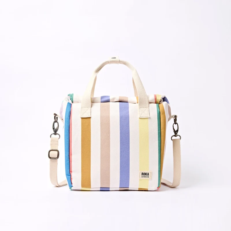 ROKA Hampstead Canvas-Lunchtasche | Pastellfarben mit Streifen