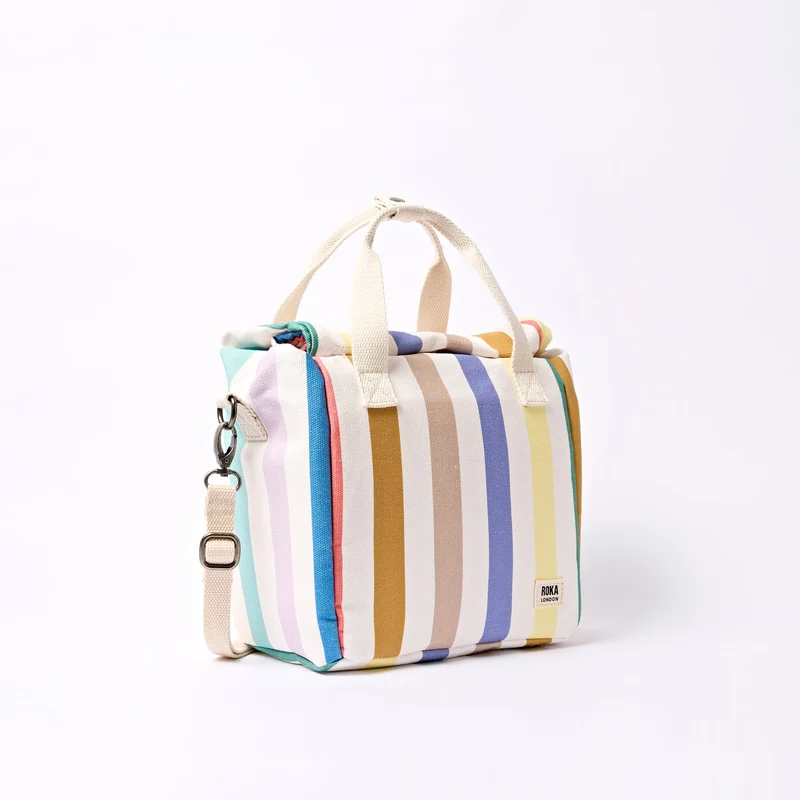 ROKA Hampstead Canvas-Lunchtasche | Pastellfarben mit Streifen
