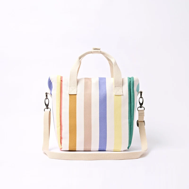 ROKA Hampstead Canvas-Lunchtasche | Pastellfarben mit Streifen