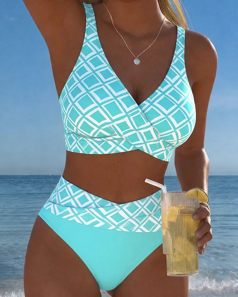 Chelvi - Eleganter Zweiteiliger Bikini mit Rautenmuster