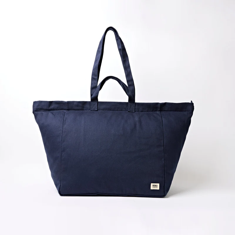 ROKA Große Marylebone-Tragetasche aus Baumwoll-Canvas | Mitternachtsblau