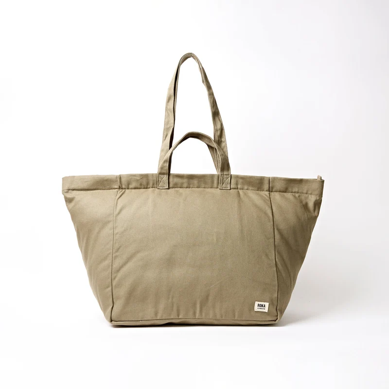ROKA Große Marylebone-Tragetasche aus Baumwoll-Canvas | Taupe