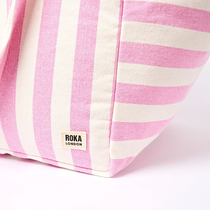 ROKA Große Marylebone-Tragetasche aus Baumwoll-Canvas | Sorbet-Streifen
