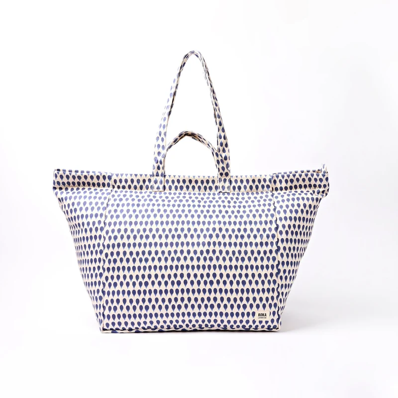 ROKA Große Marylebone-Tragetasche aus Baumwoll-Canvas | Denim Rain Indigo