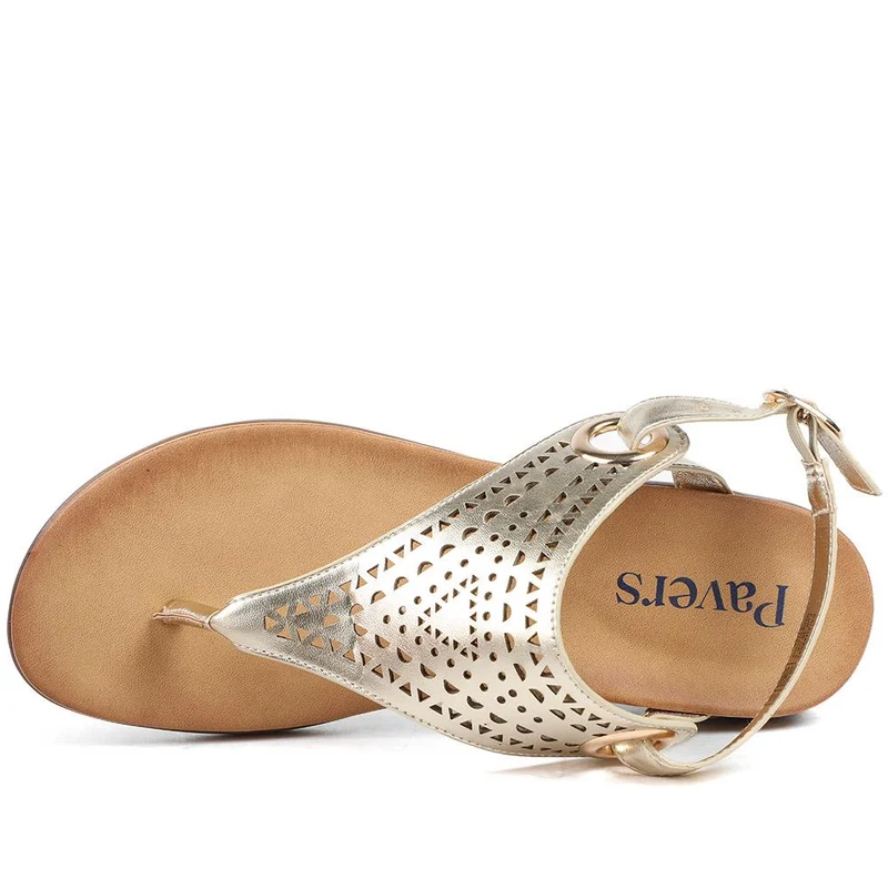 Slingback Toe Post Sandals - BAIZH43047 / 329 112 - Gold