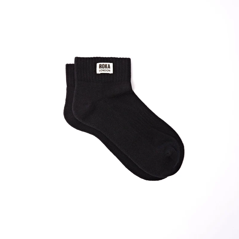 ROKA Wembley Bio-Baumwoll-Crop-Socken | Schwarz