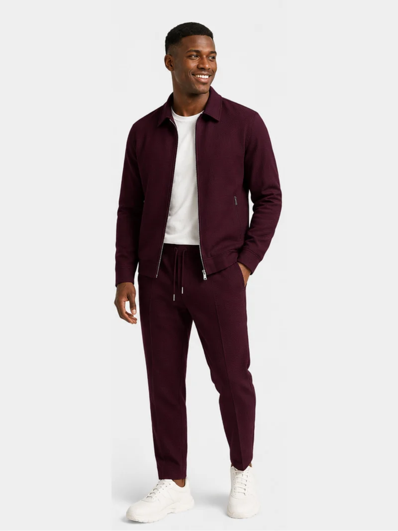 Tobiana - Set Aus Strukturierter Jacke MIT Reißverschluss Und Hose MIT Kordelzug